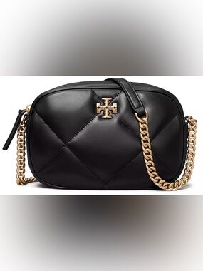 Tory Burch Kira Diamond Quilted Leather Camera Bag Black